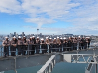 Students climbing the Auckland Harbour Bridge
