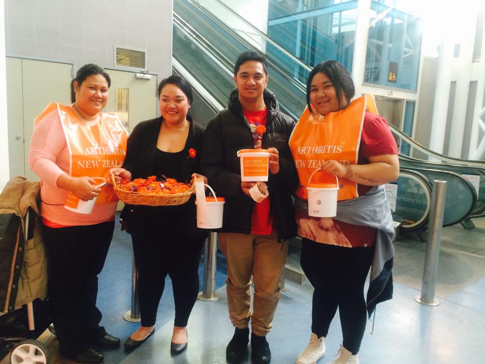 Some ITC students from Botany proudly collecting money for Arthritis New Zealand at Auckland Airport last Saturday