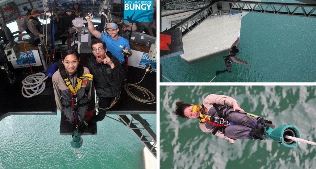 Pictured: ITC intern Vaheana bungy jumps off Auckland Harbour Bridge. Thanks for the great day AJ Hackett Bungy!